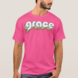 Camiseta Grace Retro Rainbow Tipografia Estilo Desvanecido