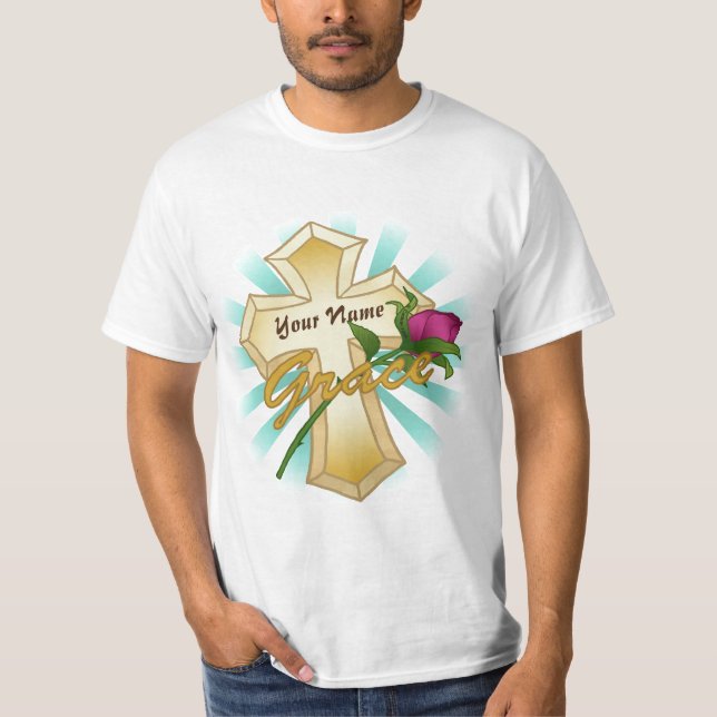 camiseta Grace Rose Christian Cross  (Frente)