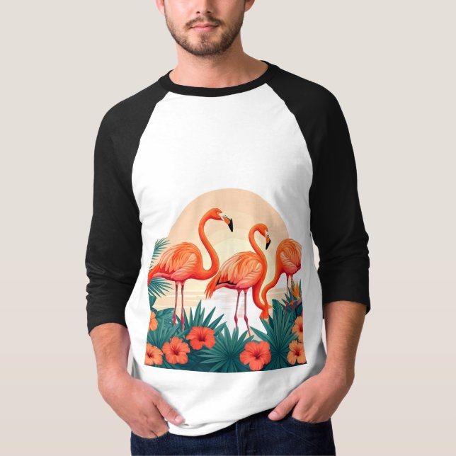 Camiseta Graceful Flamingos Tropical Elegance Flamingo Drea (Frente)
