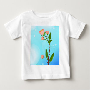 Camiseta Gradação do céu azul com ramificação primavera flo