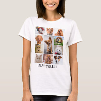 Camiseta Grade Personalizada de Colagem de Fotos 11 Pet com