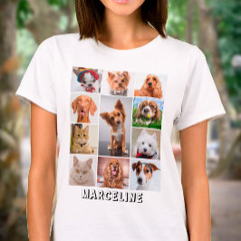 Camiseta Grade Personalizada de Colagem de Fotos 11 Pet com