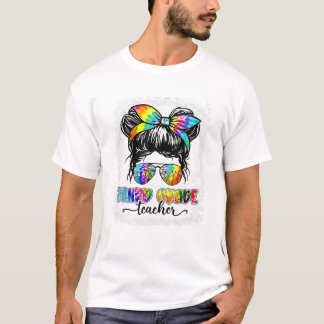 Camiseta Grade Teacher Messy Bun Tie Dye