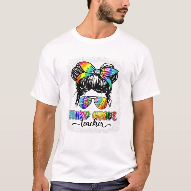 Camiseta Grade Teacher Messy Bun Tie Dye (Frente)