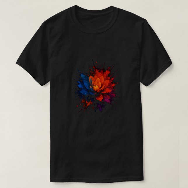 Camiseta gradiente colorido respingo flor (Frente do Design)
