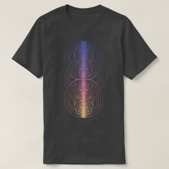 Camiseta Gradiente de Dimensões do Círculo Fractal (Frente do Design)