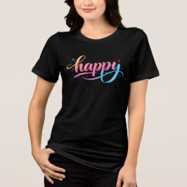Camiseta Gradiente Pastel Vibrante Tipografia FELIZ - Moder