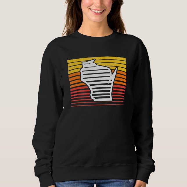 Camiseta Gradiente Retrowave Nostálgico em Forma de Wiscons (Frente)