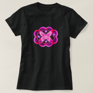 Camiseta Gradiente Rosa&Violeta Coração Forma Padrão Abstra
