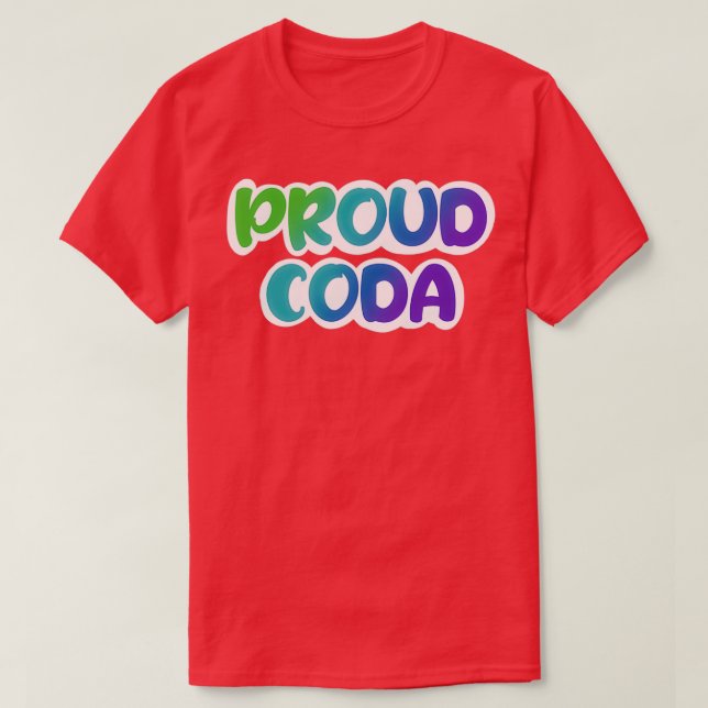 Camiseta gradiente verde roxo, azul, CODA orgulhoso (Frente do Design)
