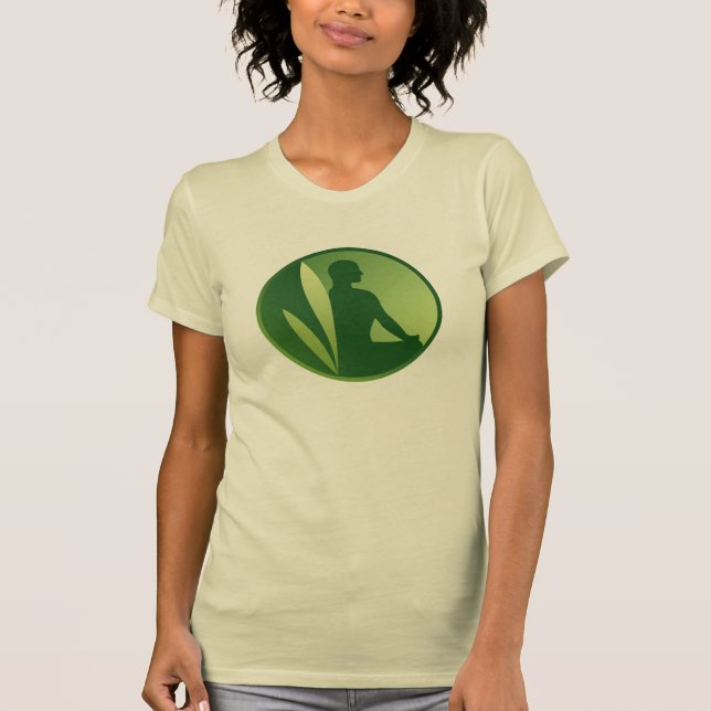 Camiseta Gradiente Verde Suave de Meditação (Frente)