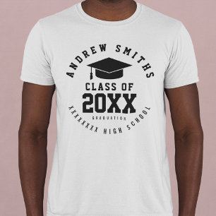 Camiseta Graduação Classe De (Ano) Nome Personalizado Branc