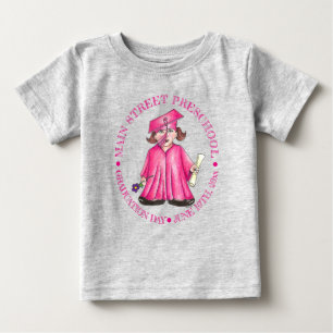 Camiseta Graduação da pré-escola de Boné de Formando rosa