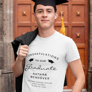 Camiseta Graduação de Bonés de Script Preto 2024