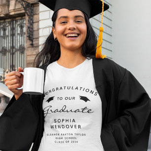 Camiseta Graduação de Bonés de Script Preto e Branco 2024