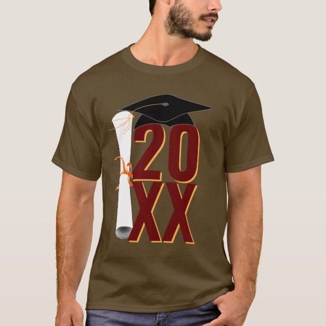 Camiseta Graduação de Bonés e Diploma de Formando 20XX (Frente)