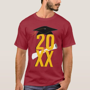Camiseta Graduação de Bonés e Diploma de Formando 20XX