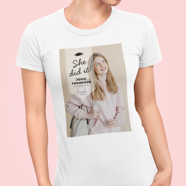 Camiseta Graduação de Foto Sash do Formando Moderno (Criador carregado)