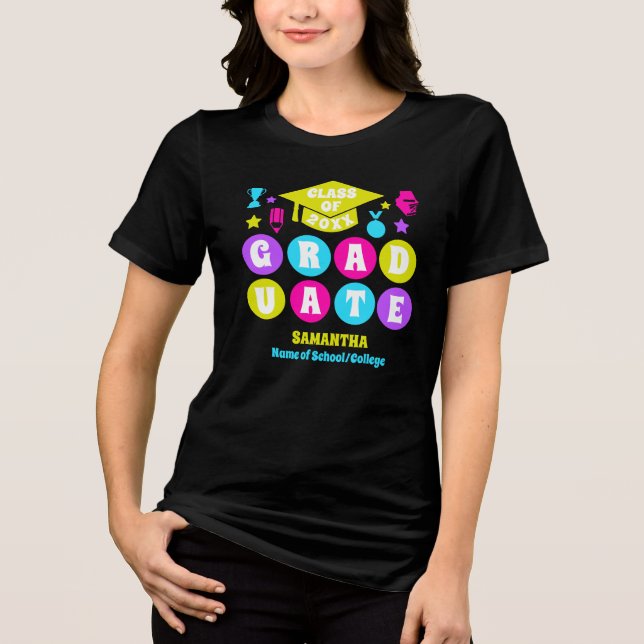 Camiseta Graduação de Neon Retro Personalizada (Frente)