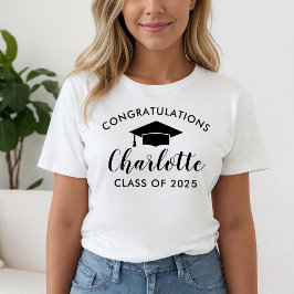 Camiseta Graduação de Nomes de Script Preto de parabéns