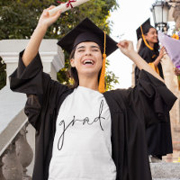 Graduação de Script Preto de Formando Minimalista