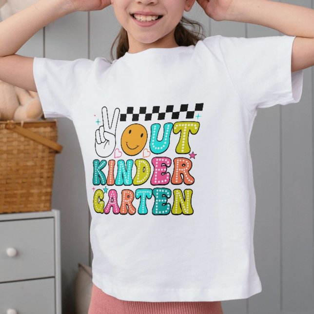 Camiseta Graduação do jardim de infância Peace Out - Colori (Peace Out Kindergarten Graduation – Colorful T-Shirt
)