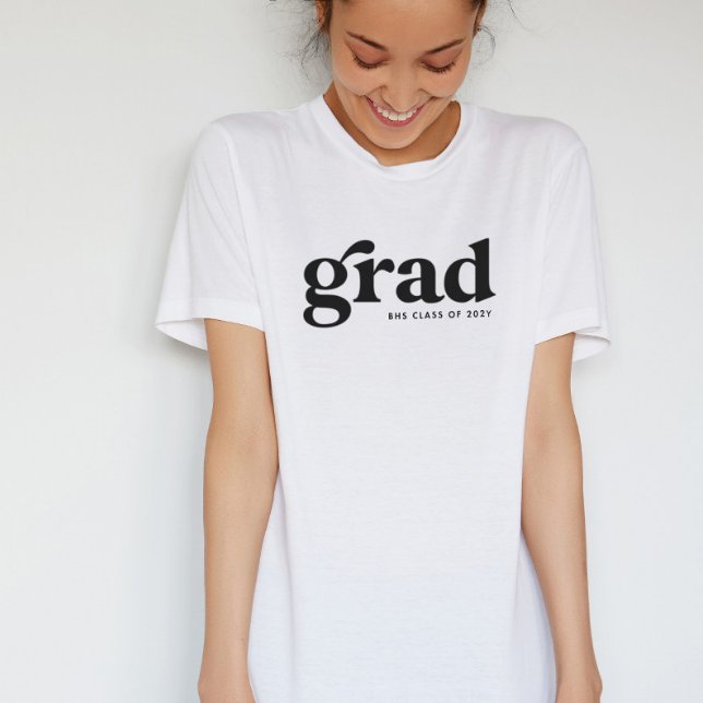 Camiseta Graduação em branco preto simples e legal com form (Criador carregado)
