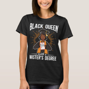Camiseta Graduação em mestrado em Rainha formando Negra