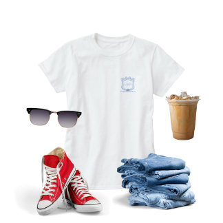 Camiseta Graduação em Monograma Preppy Wedgewood