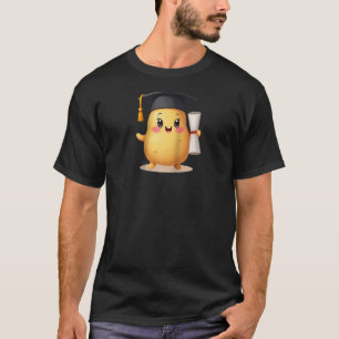 Camiseta Graduação Engraçada Batata com boné, tassel e dipl