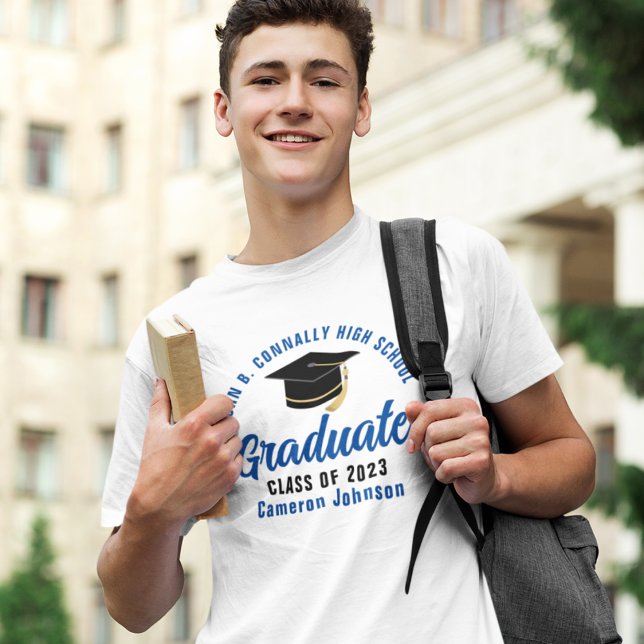Camiseta Graduação Escolar Personalizada do Formando Azul (Criador carregado)