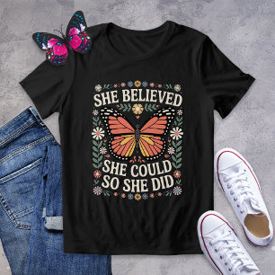Camiseta Graduação Floral da Borboleta Retro