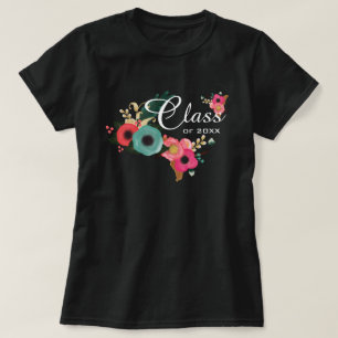 Camiseta Graduação Floral Moderna do Ano Personalizado