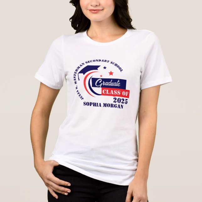 Camiseta Graduação formando Azul Vermelho Branco (Frente)