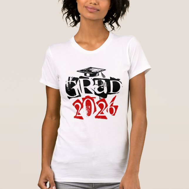 Camiseta graduação grunge texto vermelho turma de 2026 (Frente)