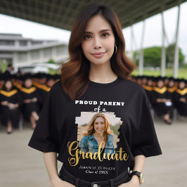 Camiseta Graduação Orgulhosa de Foto do Formando Dourado
