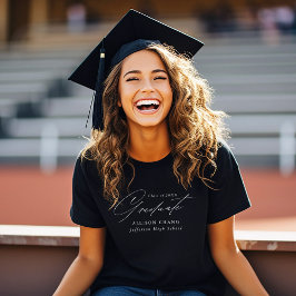 Camiseta Graduação Personalizada de Script Branco Elegante