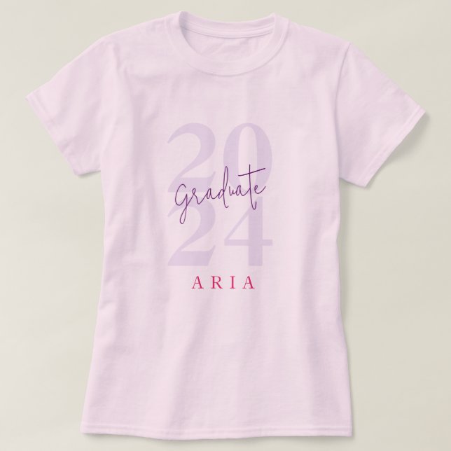 Camiseta Graduação Personalizada de Script Moderno Simples  (Frente do Design)