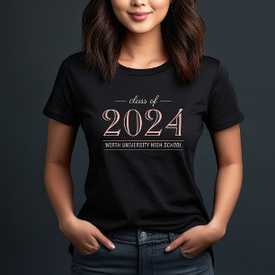 Camiseta Graduação Personalizada em Preto Dourado Elegant