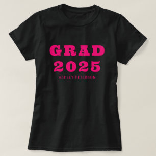 Camiseta Graduação Rosa Moderna com Tipografia Retroativa a