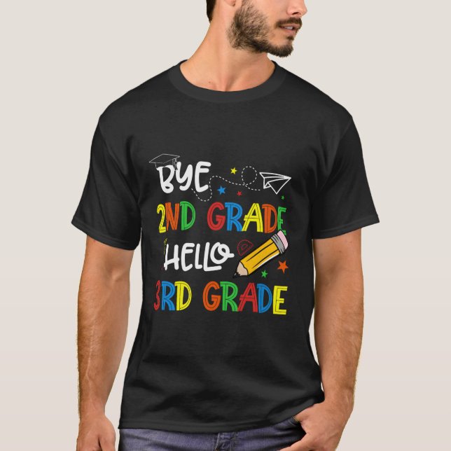 Camiseta Graduação Segundo De Tchau Alô 3Rd Grau Voltar Par (Frente)