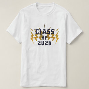 Camiseta Graduado da Turma de 2026 Rocker de Relâmpago Lega