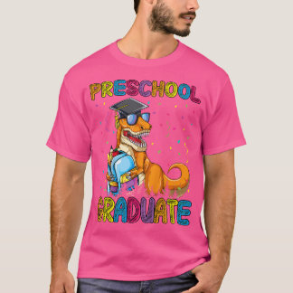 Camiseta Graduado Pré-Escolar Criança Dinossauro Trex Pré-E