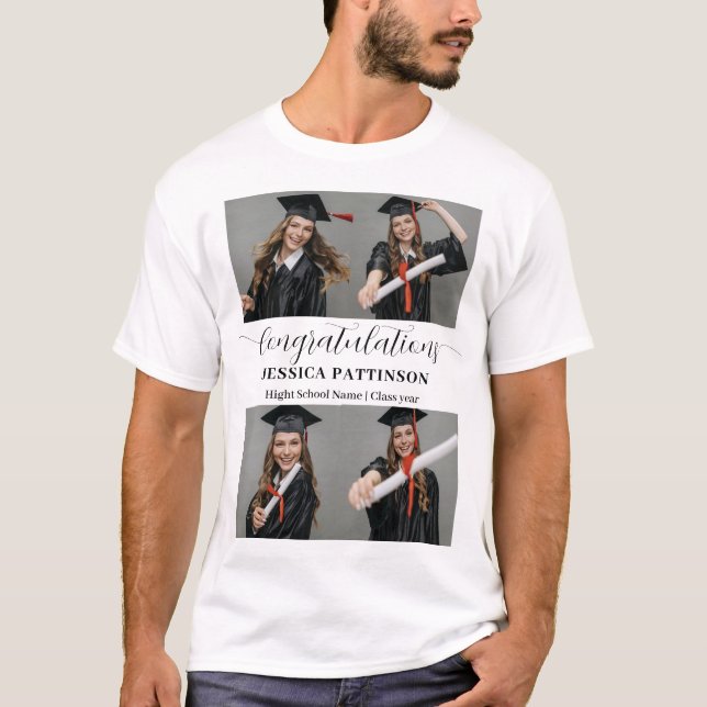 Camiseta Graduate Photo Class Year High School Graduation (Frente)