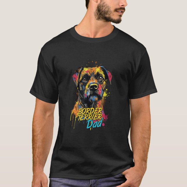 Camiseta Graffiti Border Terrier Dad Mural Street Art Borde (Frente)