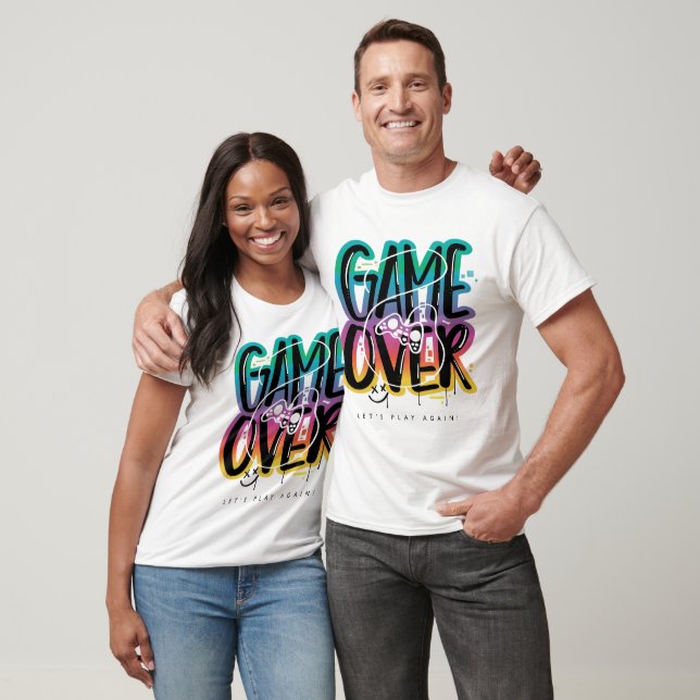 Camiseta Graffiti de joystick de game over gamer (Unissex)