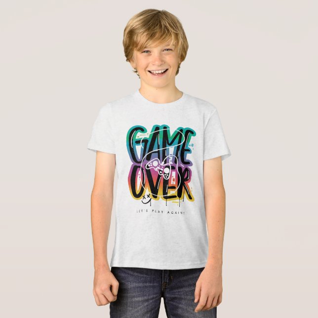 Camiseta Graffiti de joystick de game over gamer (Frente Completa)