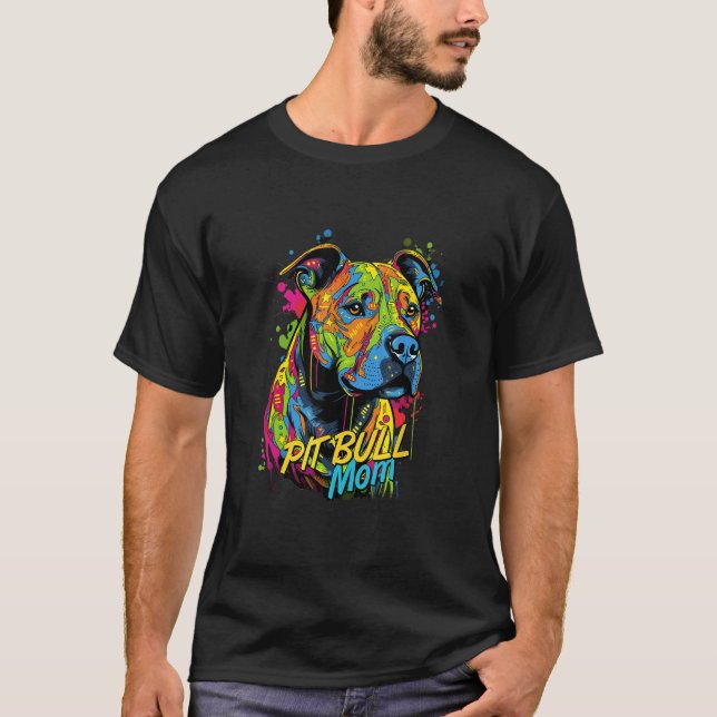 Camiseta Graffiti Engraçado American Pit Bull Terrier Mãe M (Frente)