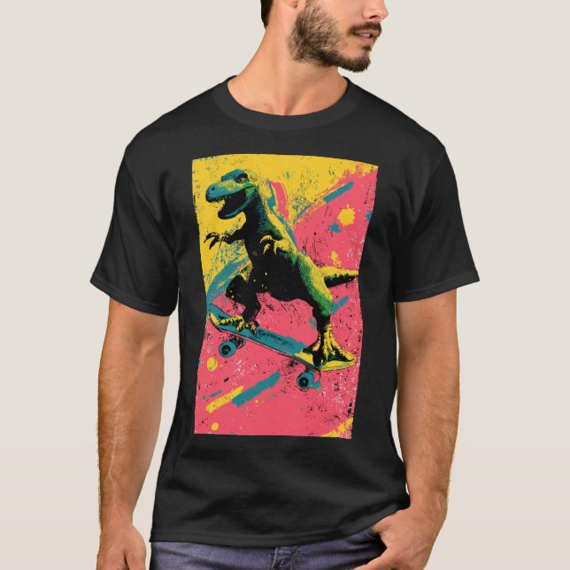 Camiseta Graffiti Splatter T-Rex Skater (Frente)