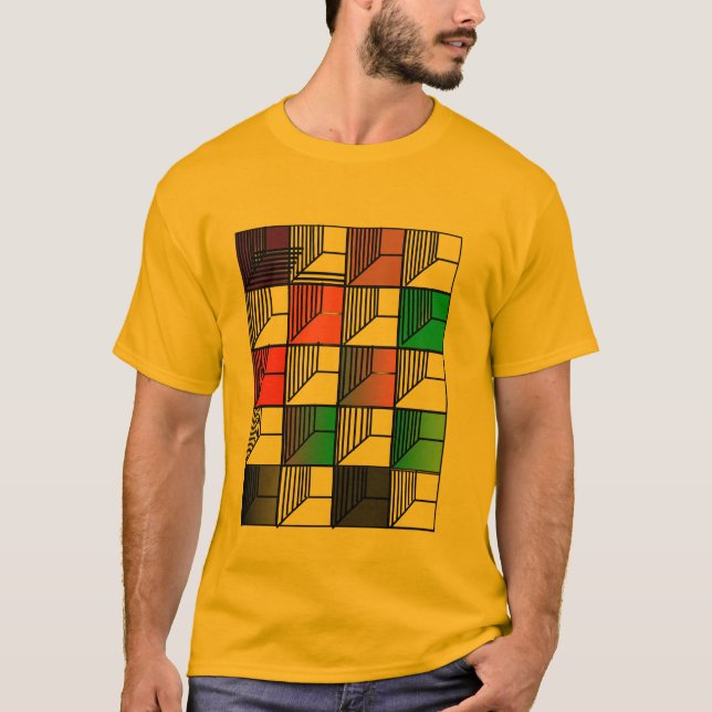 Camiseta Gráfica Abstrata de Bloco de Cor  (Frente)